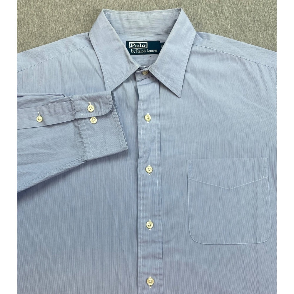 Polo Ralph Lauren Shirt Mens 16.5 - 32/33 Striped 100% Cotton Button Up